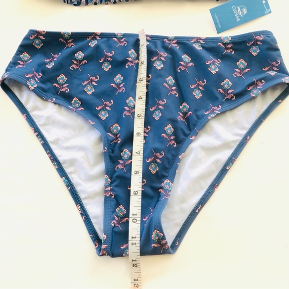 Cupshe Ditsy Floral Smocked Halter Tie Back Bandeau & Mid Rise Bikini Set Size M - Picture 14 of 14